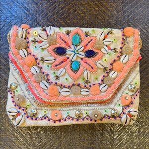 Lakra Embroidered Multicolor Clutch NWOT